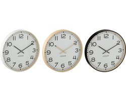 J-Line klok Rond - kunststof - beige/wit/zwart - large - 3 stuks - Ø 40 cm