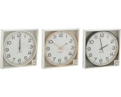 J-Line klok Rond - kunststof - beige/wit/zwart - small - 3 stuks - Ø 30 cm