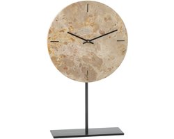 J-Line klok Rond Marmer - steen - beige/zwart
