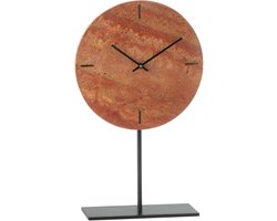 J-Line klok Rond Marmer - steen - terracotta/zwart