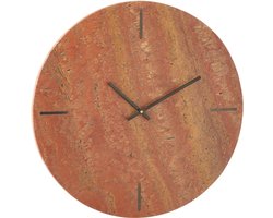 J-Line klok Rond Marmer - steen - terracotta/zwart