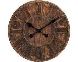J-Line klok Schijf Romeinse Cijfers - hout - bruin - medium - Ø 40 cm