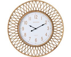 J-Line klok Wonder - rotan - naturel/wit - large - Ø 61.5 cm