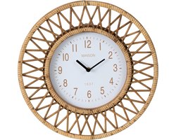 J-Line klok Wonder - rotan - naturel/wit - small - Ø 40 cm