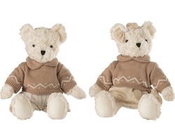J-Line knuffel Beer Jongen/Meisje + Kledij - polyester - wit - large - 2 stuks
