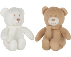 J-Line knuffel Beer - polyester - wit/beige - 2 stuks