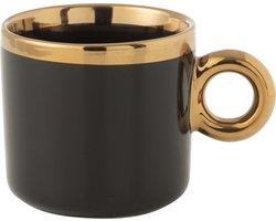 J-Line koffietas - keramiek - zwart/goud