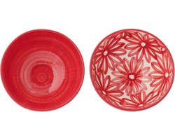 J-Line kom Bloemen - keramiek - large - set van 3