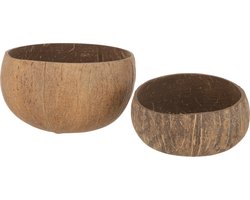 J-Line kom Halve Kokosnoten Ruw - bamboe - naturel - 2 stuks