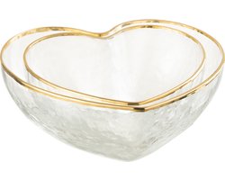 J-Line kom Hart - glas - goud/transparant - 2 stuks