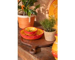 J-Line kom - keramiek - oranje/rood - small - 2 stuks