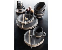 J-Line kom - keramiek - zwart/taupe