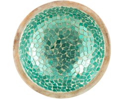 J-Line kom Mozaiek - hout - groen - small