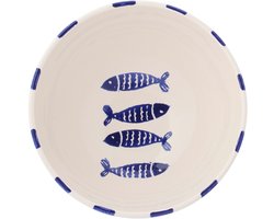 J-Line kom Vis Gestreept - keramiek - donkerblauw - large