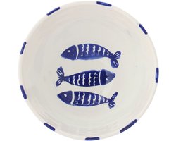 J-Line kom Vis Gestreept - keramiek - donkerblauw - medium