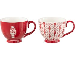 J-Line kop Notenkraker - keramiek - rood - doos van 2