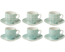 J-Line kop + schoteltje - keramiek - blauw - doos van 6