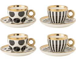 J-Line kop + schoteltje Strip - keramiek - mix - doos van 4