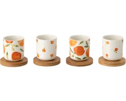 J-Line kopje Oranje - keramiek - wit/oranje - doos van 4