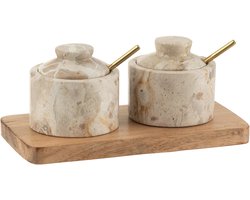 J-Line kruidenset Marmer - steen - naturel/beige