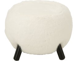 J-Line kruk Fur With Wooden - hout - wit