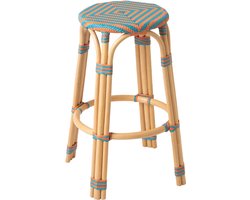 J-Line kruk Geo - polyresin/rotan - oranje/turquoise - 2 stuks