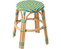 J-Line kruk Geo - riet - geel/azuurblauw - 2 stuks