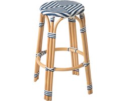 J-Line kruk Geo - rotan - wit - 2 stuks