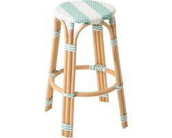 J-Line kruk gestreept - hout - lichtblauw/ wit - 2 stuks