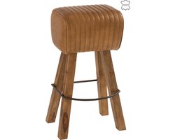 J-Line kruk Gym - leder/hout - camel/naturel