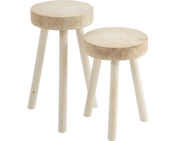 J-Line kruk - hout - wit - 2 stuks