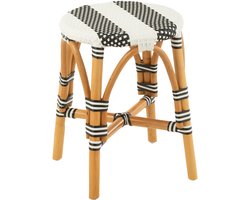 J-Line kruk Live - rotan - wit/zwart - small