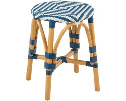 J-Line kruk Live - rotan/kunststof - naturel/blauw