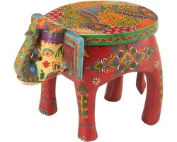 J-Line kruk Olifant Delhi - hout - mix