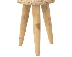 J-Line kruk Rond - hout/waterhyacint - naturel