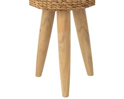 J-Line kruk Rond - hout/waterhyacint - naturel