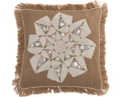 J-Line kussen Bloem Abstract - jute - naturel/beige