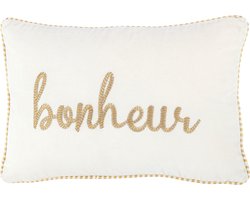 J-Line kussen Bonheur - textiel - wit/goud