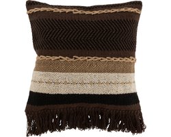 J-Line kussen Etnic - katoen - bruin/zwart/beige