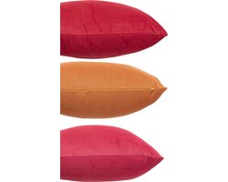 J-Line kussen - fluweel - oker/roze - 3 stuks