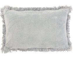 J-Line kussen Franje - katoen/fluweel - blauw