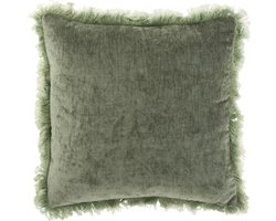 J-Line kussen Franje - polyester - kaki