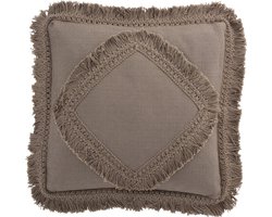 J-Line kussen Franje Vierkant - katoen - taupe