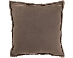 J-Line kussen Gerafelde Randen - katoen/polyester - taupe