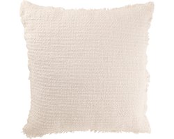 J-Line kussen Gerafelde Randen - katoen/polyester - wit