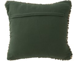 J-Line kussen Geweven - polyester - ecru/olijfgroen