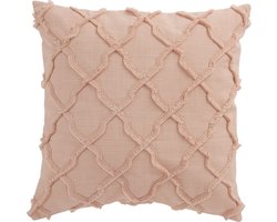 J-Line kussen Golvende Ruiten - katoen - lichtroze