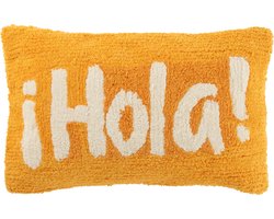 J-Line kussen Hola Getuft - katoen - oranje/wit