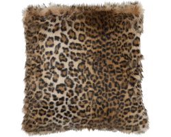 J-Line kussen Nepbont Leopard - imitatiebont - zwart/bruin