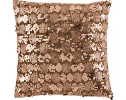 J-Line Kussen Paillet Velvet Bruin/Brons